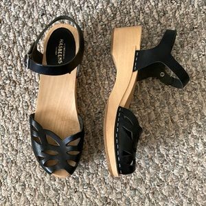 Swedish Hasbeen black low clog sandals 37